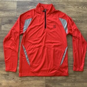 PGA Tour Men's Medium Red Golf Pullover Jacket Fleece Lined Long Sleeve 1/4 Zip
